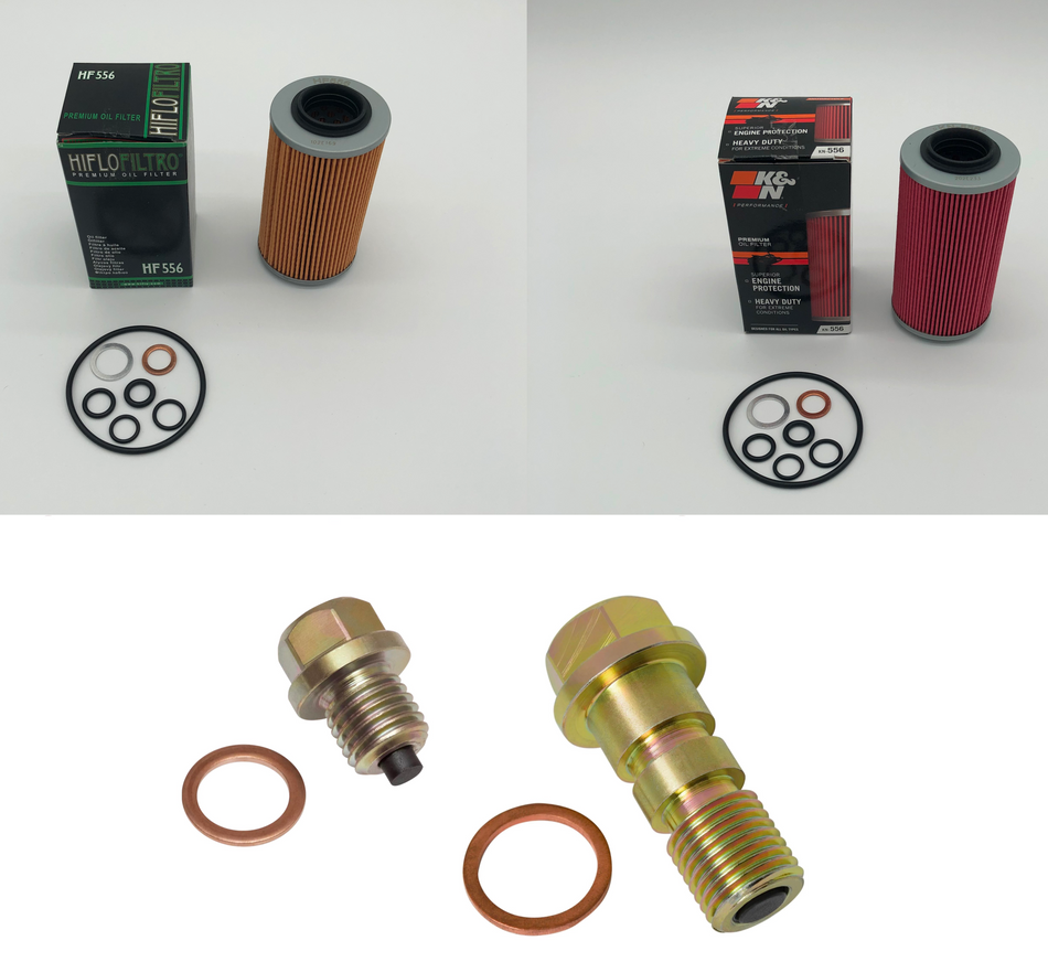 BajaRon's Complete SE6 Oil Change Kit - Oil Filter w/Seals & Magnetic Drain Plugs - K&N/HiFlo - Spyder Models